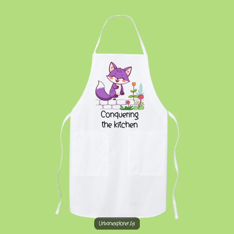 Funny Purple Fox Chef's Apron: Cook Up Laughs in the Kitchen!
