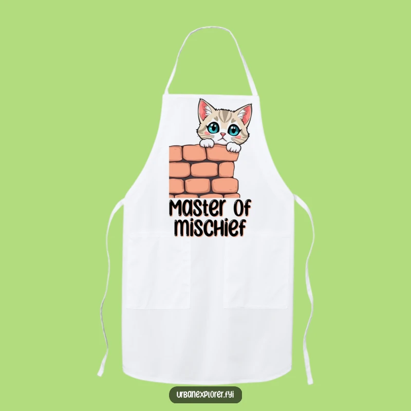 Funny Curious Cat Wall Apron: Cook with Curiosity and a Smile!