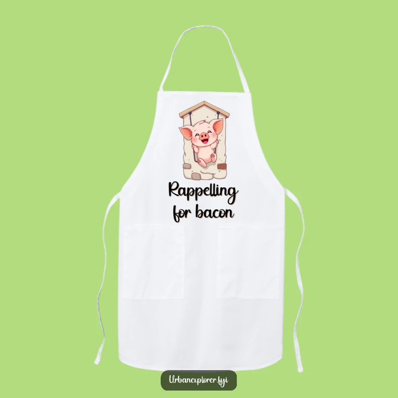 Funny Giggling Piglet Rappelling Apron - Cook with Comedy