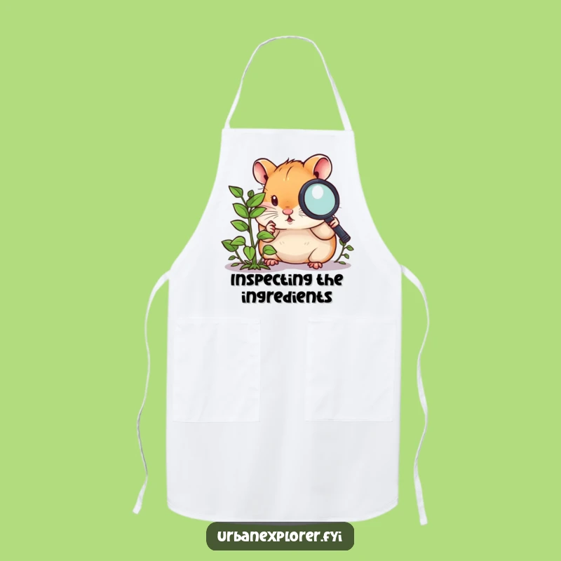 Funny Hamster Magnifying Glass Apron: Tiny Investigator Chef's Companion