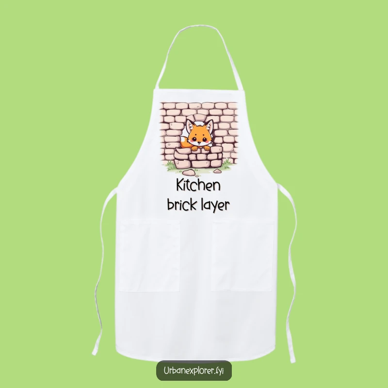 Funny Kawaii Fox Apron: Kitchen Peek-a-Boo, Chef's Cute Gift