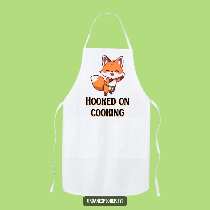 Funny Kawaii Fox Grappler Apron - Enthusiastic Kitchen Adventurer Bib