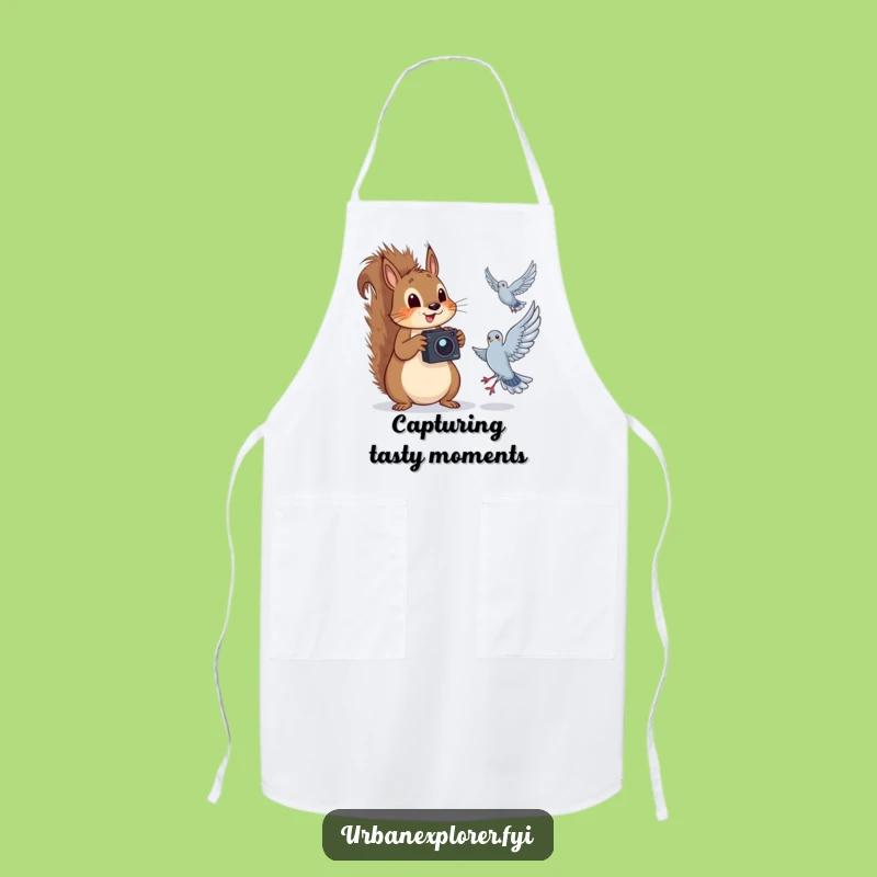 Funny Squirrel Chef Apron: Hilarious Baker Captures Pigeon, Kitchen Gift