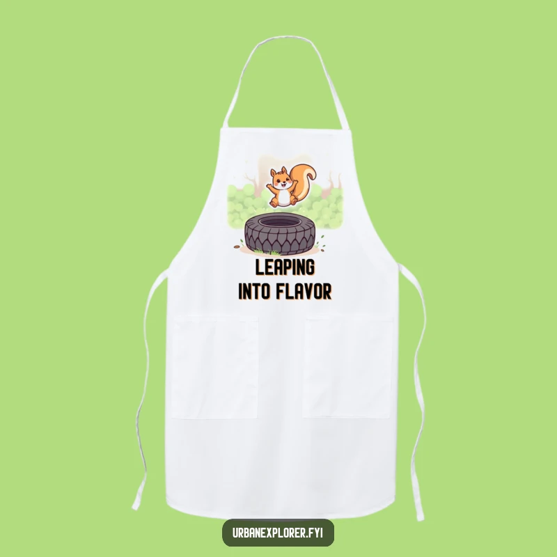Funny Kawaii Squirrel Apron: Energetic Tire Leap Kitchen Apron, Perfect Funny Gift