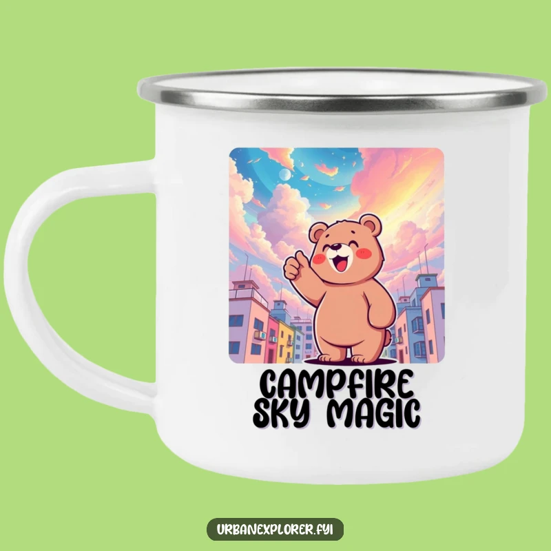 Funny Bear Sky Camping Mug: Rugged & Comical Outdoor Companion