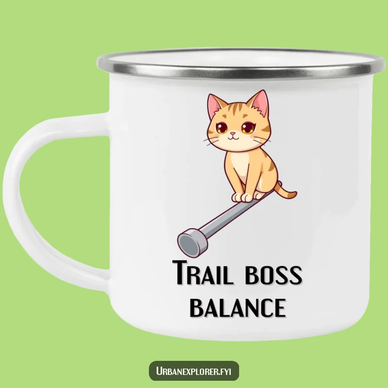 Funny Cat Balancing Camping Mug: Adventure-Ready & Funny Gift for Outdoorsy Folks