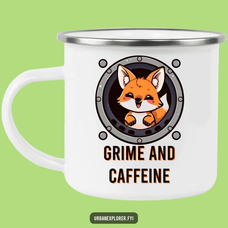 Funny Fox Sewer Grate Camping Mug - Adventure Ready Humor Gift