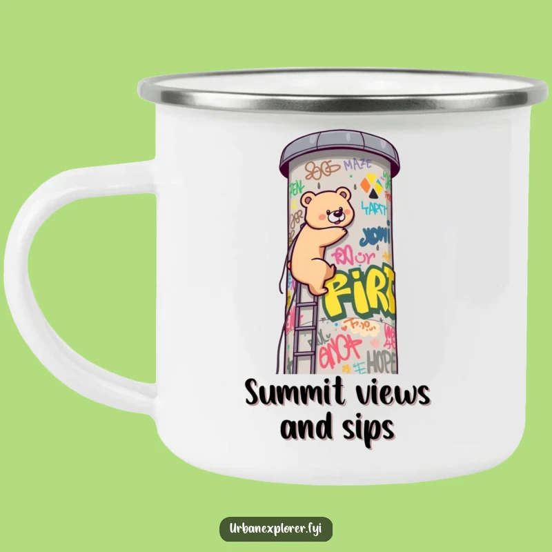 Funny Kawaii Bear Campfire Mug - Rugged Adventure & Hilarious Vibes