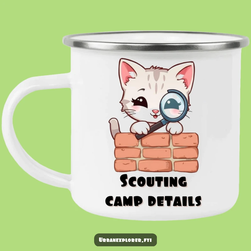 Funny Kitten Magnifying Glass Camping Mug: Campfire Mysteries Gift