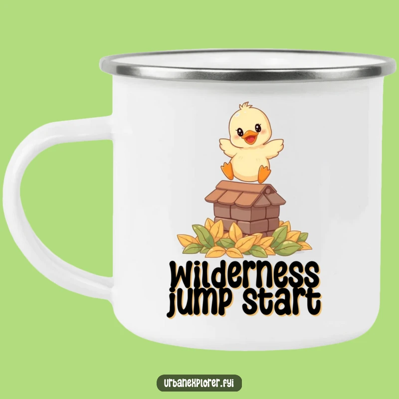 Funny Smiling Duckling Leap Camping Mug - Adventure Companion