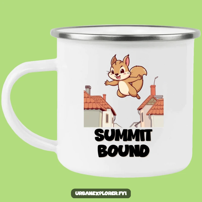 Funny Squirrel Rooftop Camp Mug - Humorous Gift for the Energetic Outdoorsman