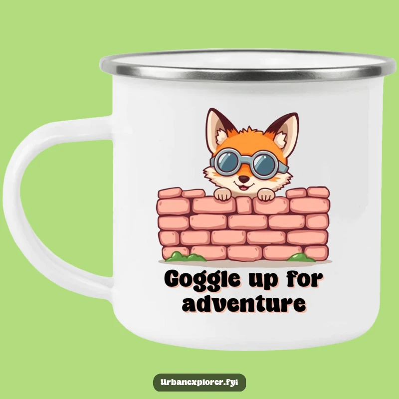 Funny Fox Goggles Camping Mug: Gleeful Peeking Outdoor Companion
