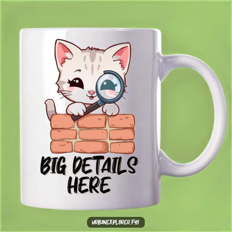 Funny Kitten Magnifying Glass Mug: Curious Cat Detective Fun Gift