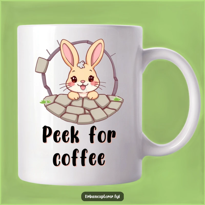 Funny Bunny Pavement Grate Mug - Quirky & Hilarious Gift for Curious Souls