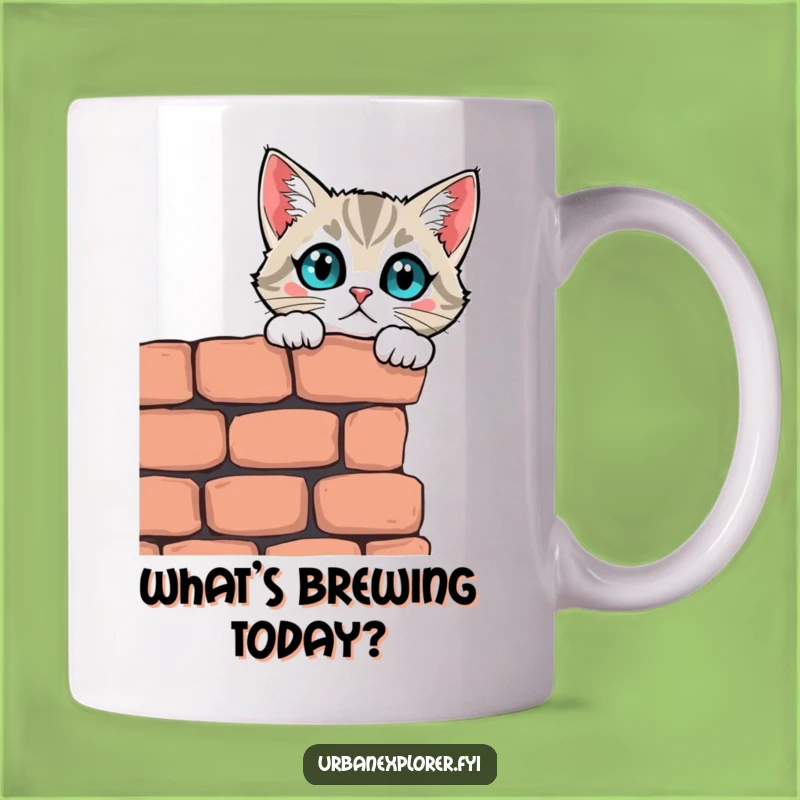Funny Curious Cat Wall Mug: Peek into Humor and Wonder!
