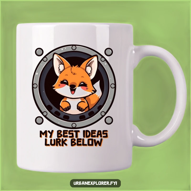 Funny Grinning Fox Sewer Grate Mug - A Hilarious Gift for Animal Lovers