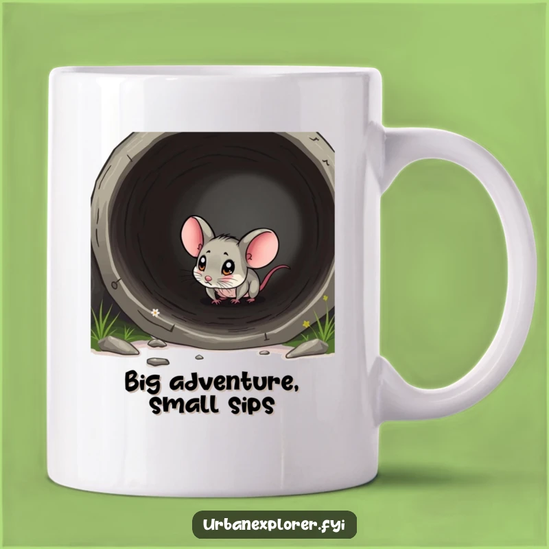 Funny Mouse Pipe Mug: Curious Explorer Humor for Tiny Adventures