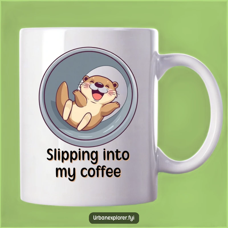 Funny Otter Drainage Pipe Mug: Joyful Sliding Adventure Gift!