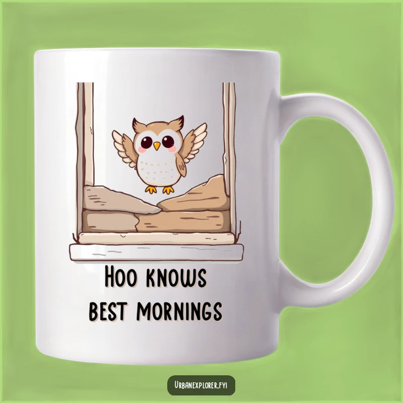 Funny Owl Landing Gift Mug: Wise Bird Humor for Cozy Mornings
