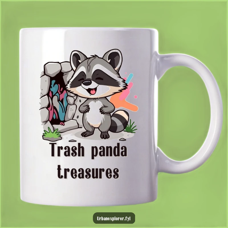 Funny Raccoon Street Art Mug: Giggle-worthy discovery, perfect funny gift for art lovers