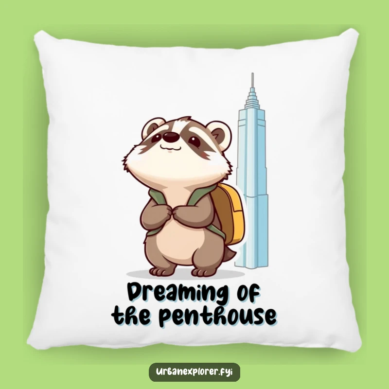 Comfy Funny Kawaii Badger Pillow: Cuddle Up with Big City Dreams