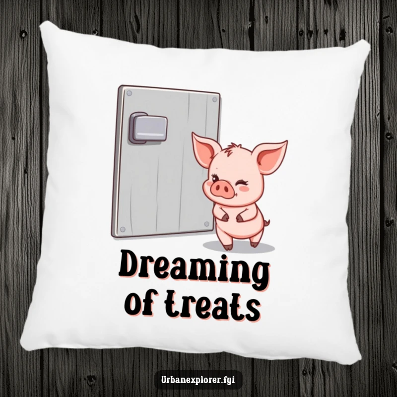 Funny Piglet Pillow: Piglet tiptoeing past a locked door with a wink, symbolizing mischief and adding playful charm to spaces.
