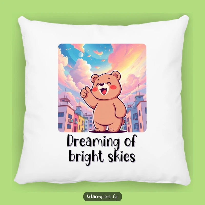 Funny Bear Sky Pillow: Comfy & Comical Accent for Dreamers