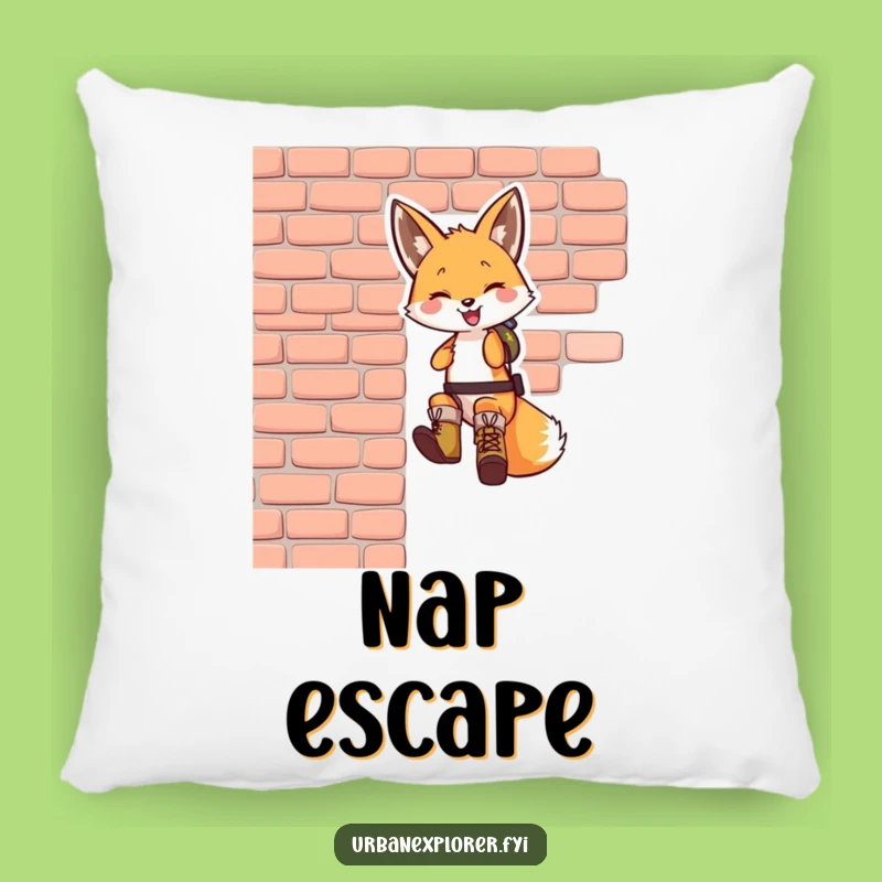 Funny Fox Rappelling Pillow - Cozy Comfort for the Adventurous Soul