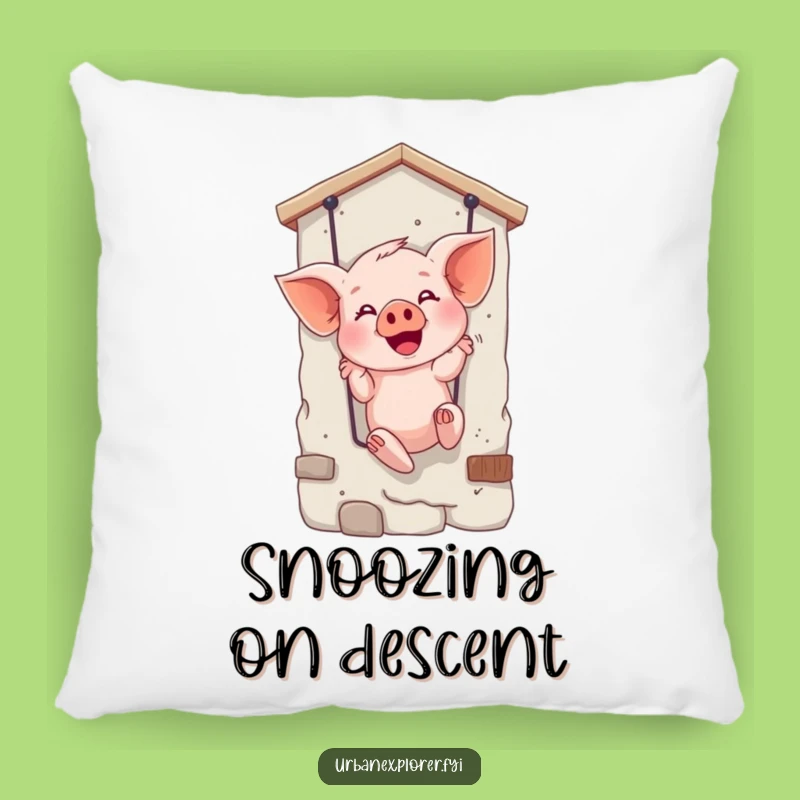 Funny Giggling Piglet Rappelling Pillow - Comfy & Comical Decor