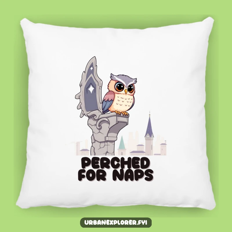 Funny Kawaii Owl Pillow - Cozy Cushion with Hilarious City View