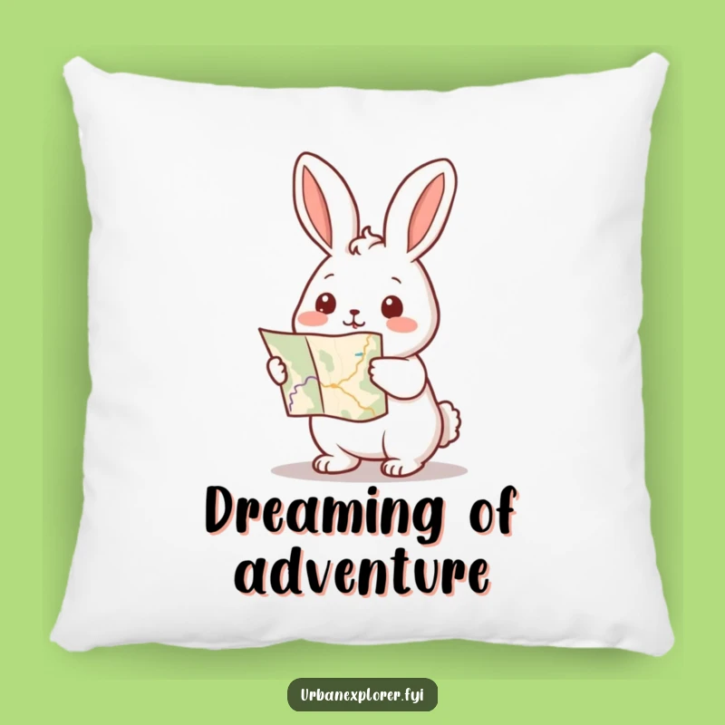 Funny Kawaii Rabbit Map Pillow: Cozy Journey Accent, Cute Adventure Gift