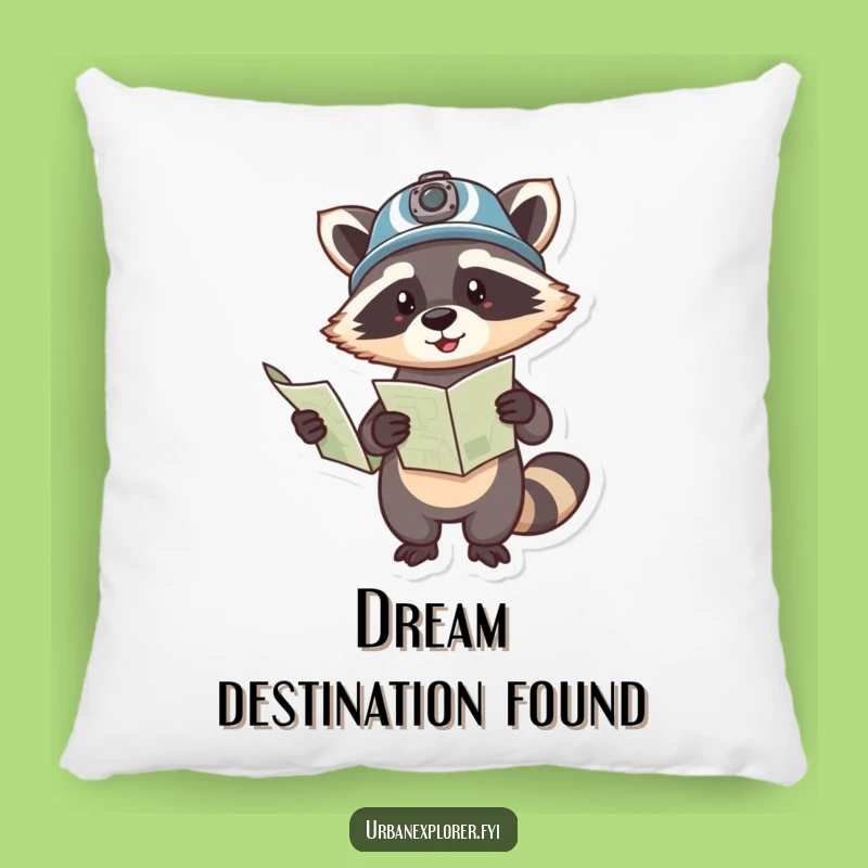Funny Raccoon Explorer Pillow: Comfy & Funny Decor for Adventurous Naps