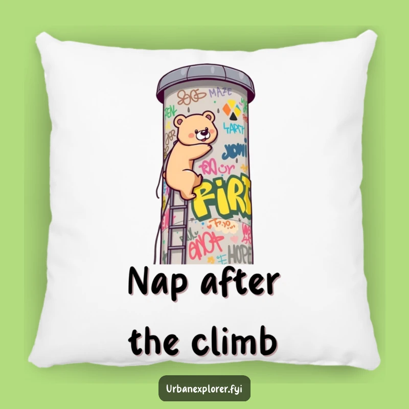 Funny Kawaii Bear Water Tower Pillow - Comfy & Hilarious Decor Accent