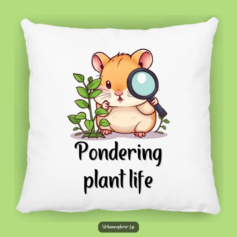 Funny Hamster Magnifying Glass Pillow: Curious Weed Accent Pillow