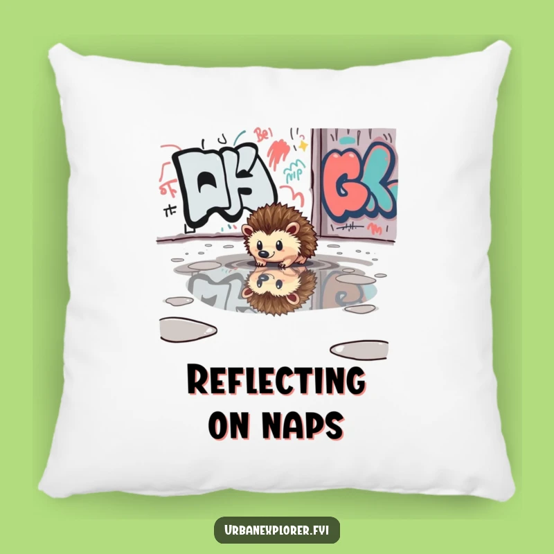 Funny Hedgehog Puddle Pillow - Cozy Reflection, Cute Decor, Adorable Funny Gift