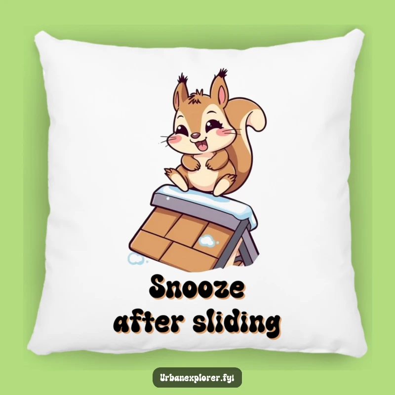Funny Kawaii Squirrel Pillow - Cozy Cushion with Hilarious Rooftop Fun