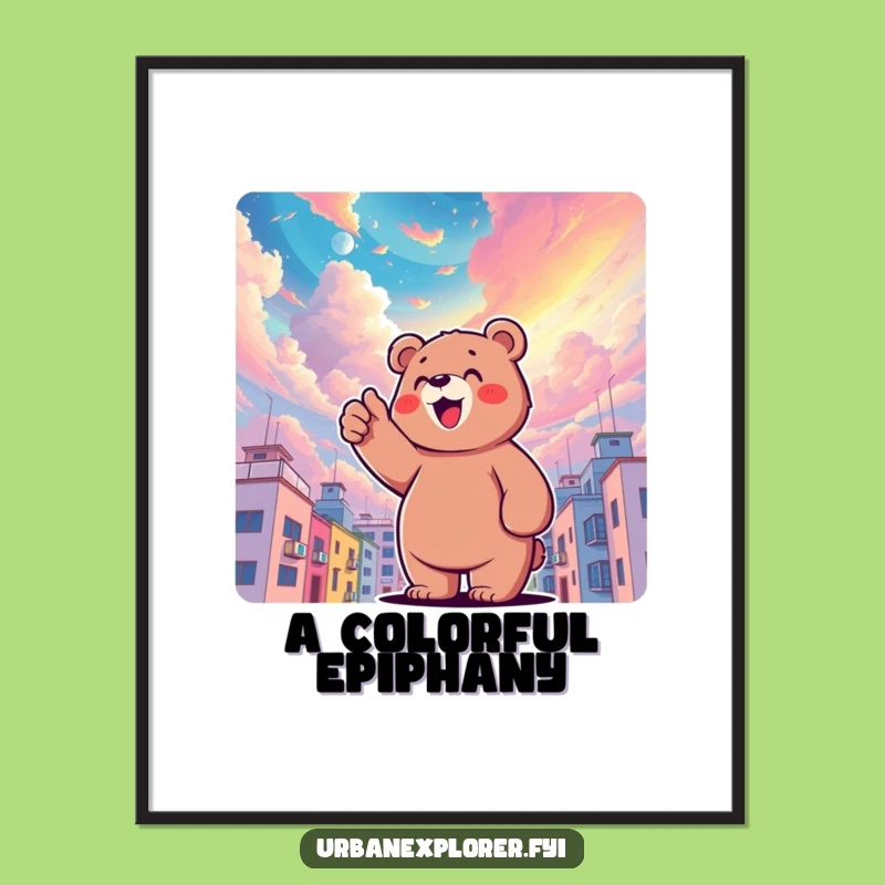 Funny Bear Sky Digital Art: Whimsical Wonder Instant Download