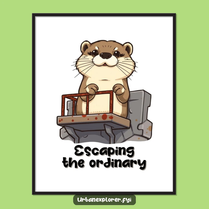 Funny Otter Fire Escape Digital Art - Instant Motivational Decor