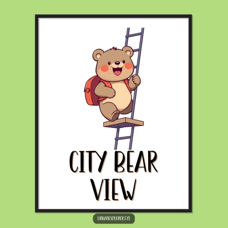 Funny Bear Fire Escape Digital Art - Hilarious Adventure Wall Decor