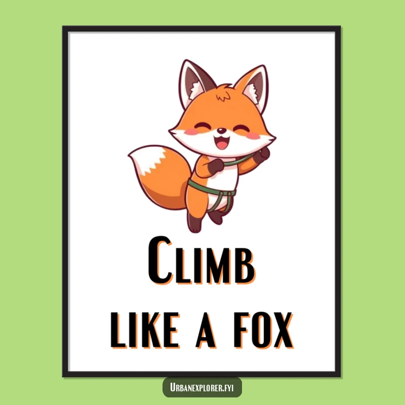 Funny Kawaii Fox Grappler Digital Art - Enthusiastic Character Printable Gift