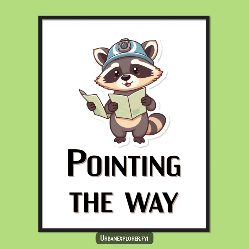 Funny Raccoon Adventure Digital Art: Instant Explorer Decor Funny Gift