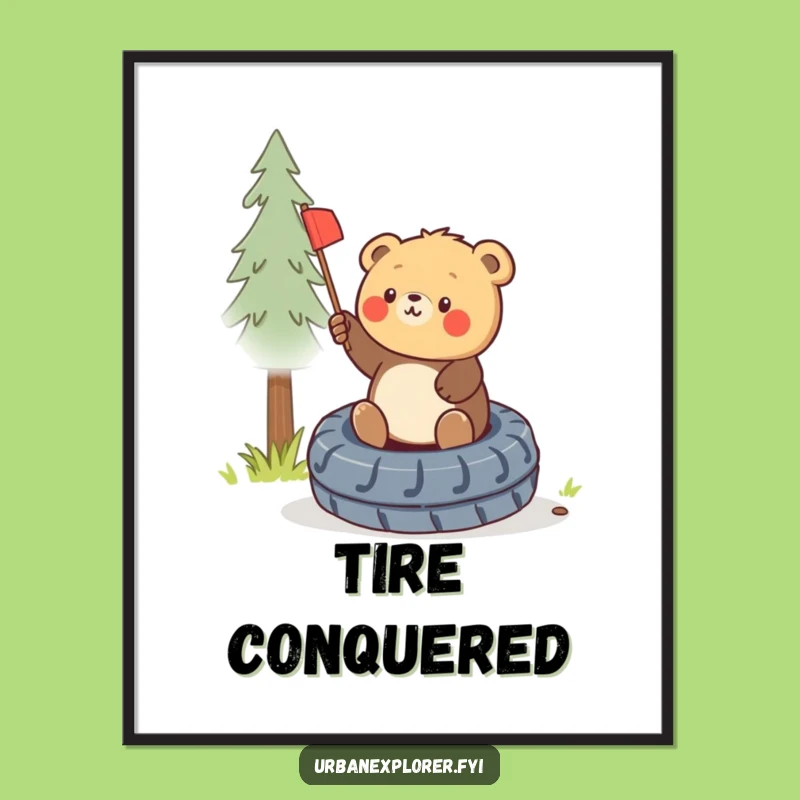 Funny Bear Cub Flag Digital Print - Instant Motivational Art, Cute Decor, Unique Funny Gift
