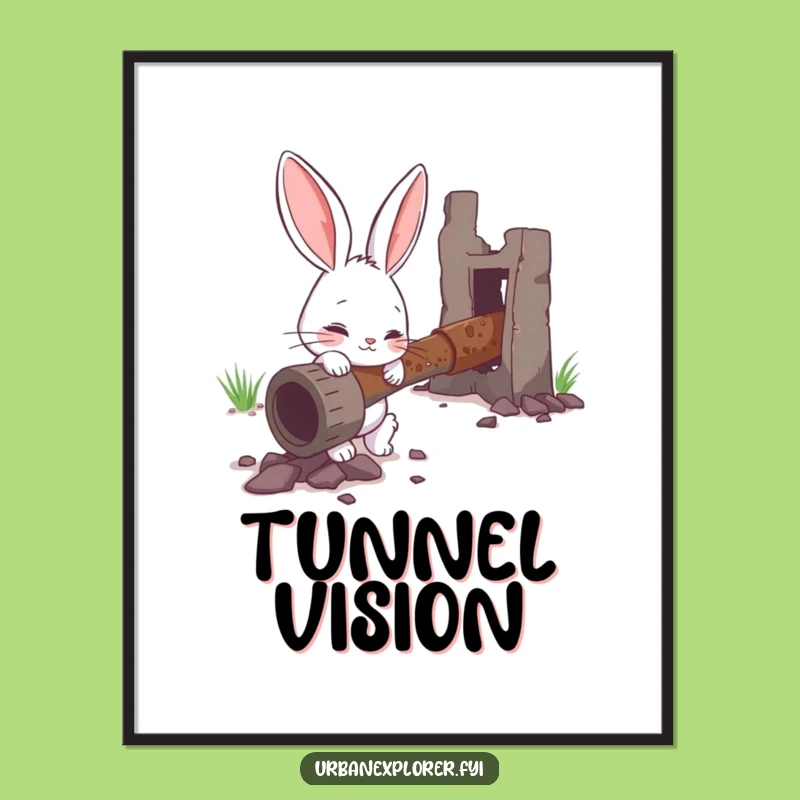 Funny Bunny Curiosity Art Print - Humorous Gift for Thoughtful Spaces