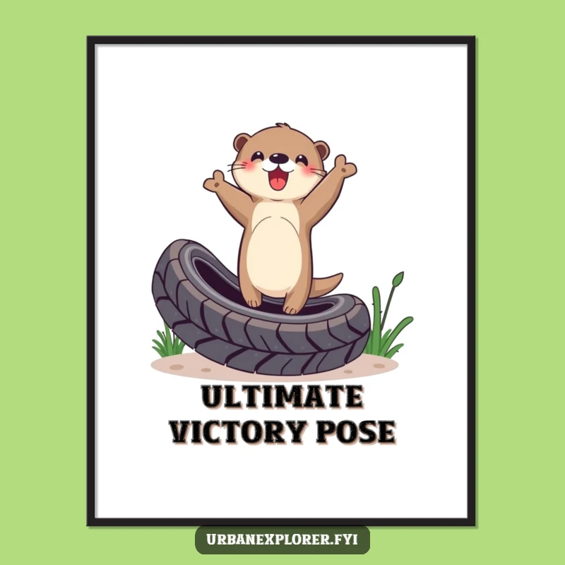 Funny Otter Victory Art Print: Instant Download Hilarious Decor, Perfect Funny Gift!