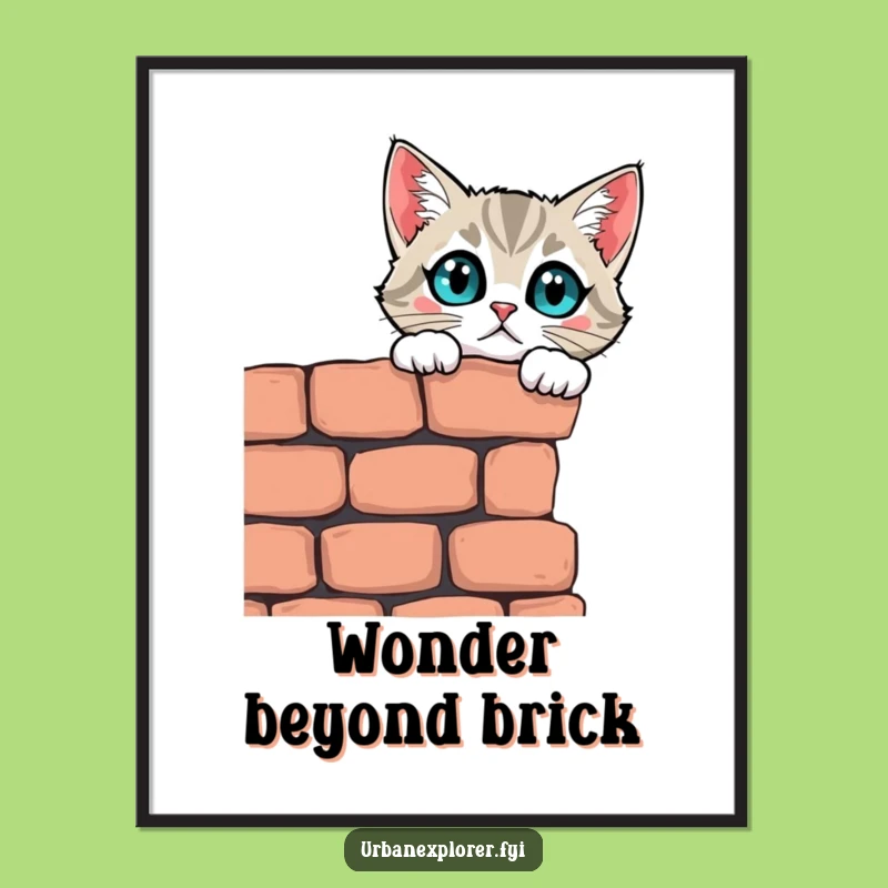 Funny Curious Cat Wall Digital Art: Instant Wonder for Your Walls!