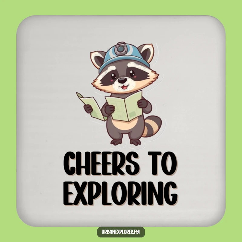 Funny Raccoon Map Coaster: Protect Surfaces with Explorer Charm