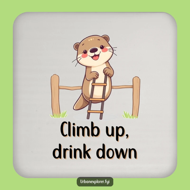 Funny Otter Climbing Fence Coaster - Hilarious Protection for Your Surfaces