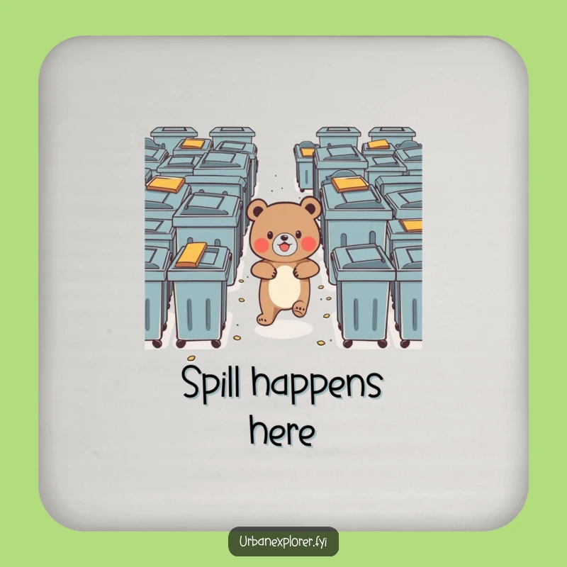 Funny Bear Coasters (Set of 4): Brave Dumpster Art, Gift Idea