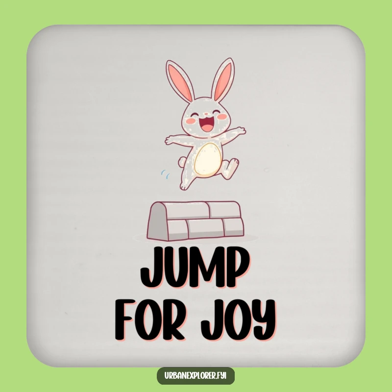 Funny Bunny Leap Coaster Set: Protect Surfaces with Joyful Art Gift