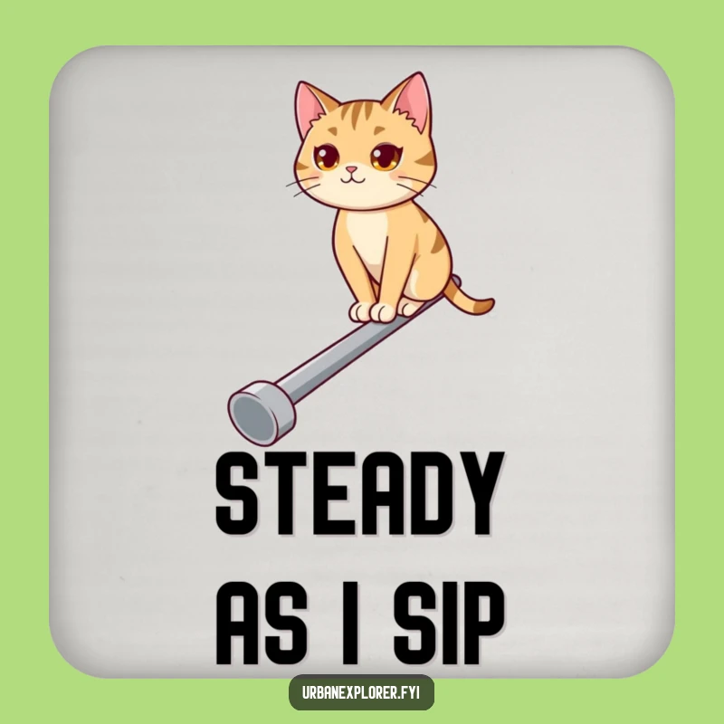 Funny Cat Balancing Coaster: Protect Surfaces with a Determined Feline's Flair